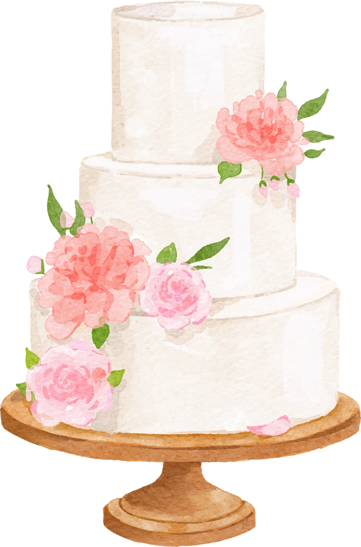 Watercolor Wedding Cake  Illustration